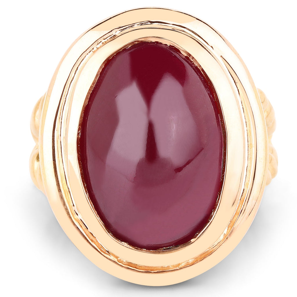 14K Rose Gold Plated 17.60 Carat Genuine Glass Filled Ruby .925 Sterling Silver Ring