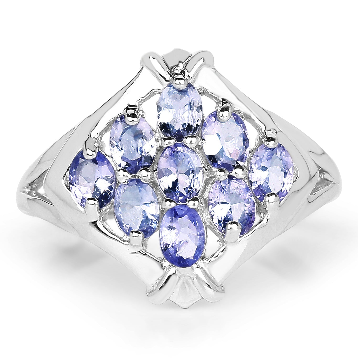 1.53 Carat Genuine Tanzanite .925 Sterling Silver Ring