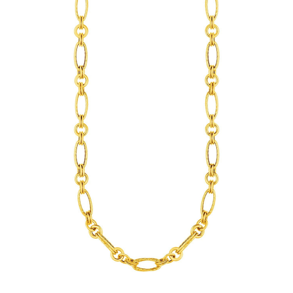14k Yellow Gold Twisted and Polished Link Necklace