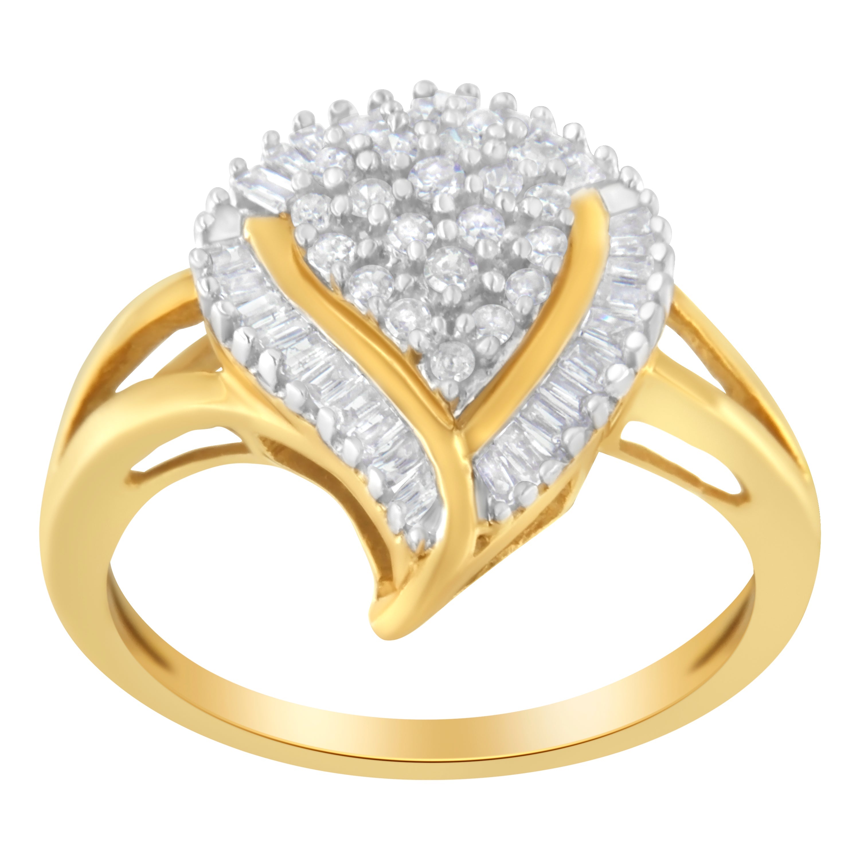 10K Yellow Gold Diamond Cluster Ring (1/2 Cttw, I-J Color, I1-I2 Clarity) - Size 8