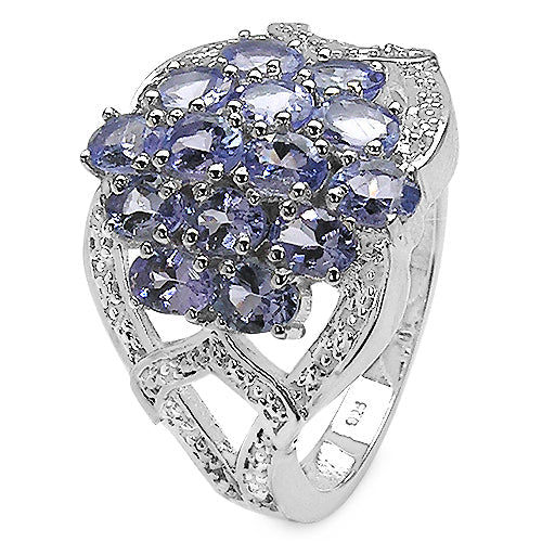 2.38 Carat Genuine Tanzanite .925 Sterling Silver Ring