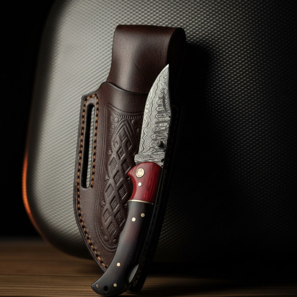 Redwood Hunter Damascus Folding Knife - TF-090
