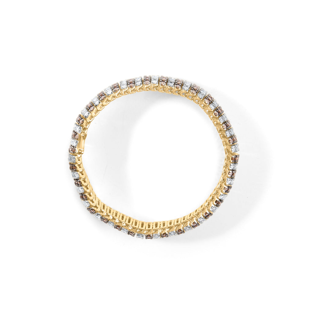 10K Yellow Gold 10-1/3 Cttw Alternating Coco Color and White Diamond 5 Row Tennis Bracelet (Brown/H-I Color, SI1-SI2 Clarity) - Size 7.25
