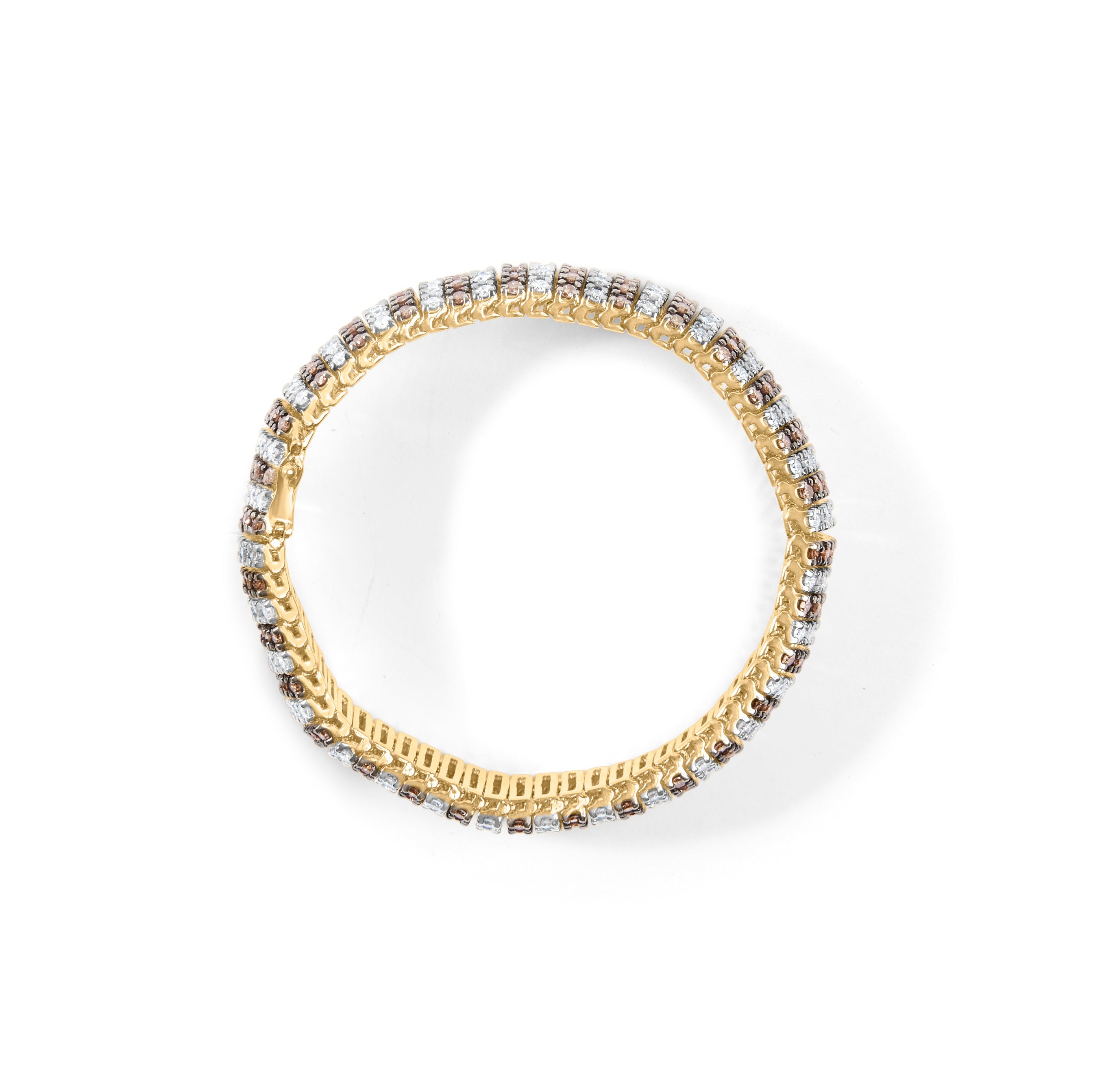 10K Yellow Gold 10-1/3 Cttw Alternating Coco Color and White Diamond 5 Row Tennis Bracelet (Brown/H-I Color, SI1-SI2 Clarity) - Size 7.25