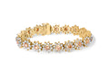 14K Yellow Gold 8.00 Cttw Champagne Diamond Floral Cluster Halo Link Bracelet (H-I Color, I1-I2 Clarity)