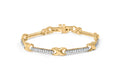 10K Yellow Gold 1.00 Cttw Pave Set Diamond Bar and  X-Link 7" Bracelet (I-J Color, I3 Quality)