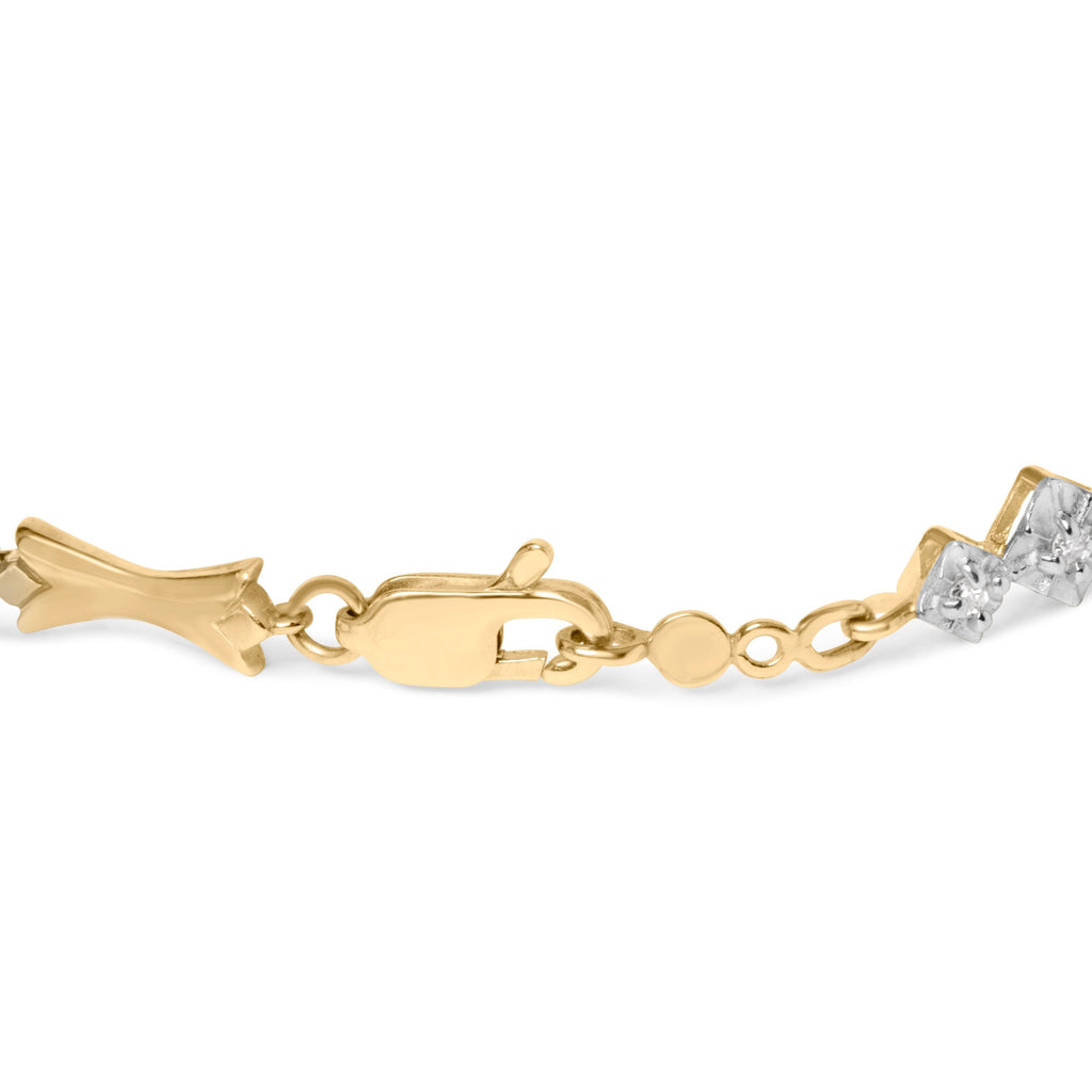 10k Gold 1/3 Cttw Diamond Miracle Set Alternating Bar and Link Bracelet (I-J Color, I1-I2 Clarity) - 7.75" Inches