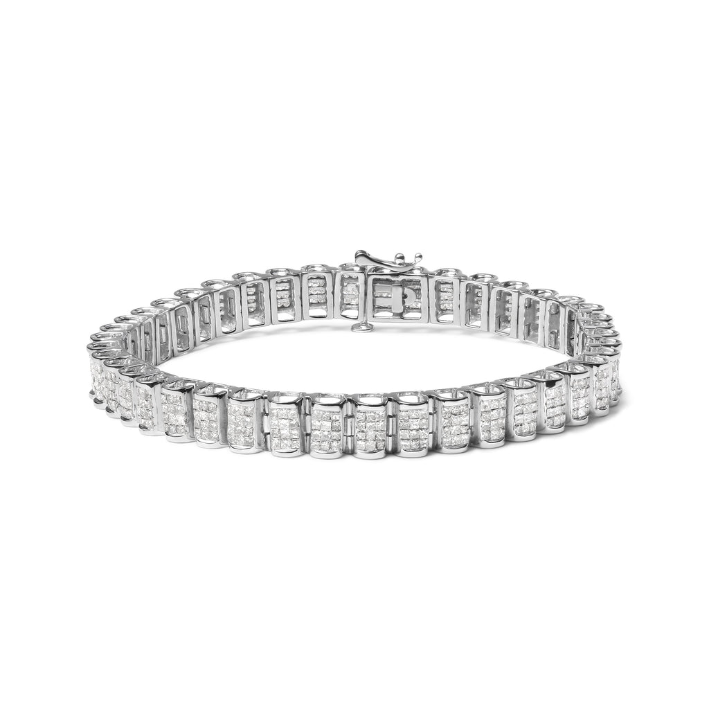 14K Yellow Gold 5.0 Cttw Invisible Set Princess-cut Diamond Buckle Link Tennis Bracelet (H-I Color, SI2-I1 Clarity) - Size 7.25"