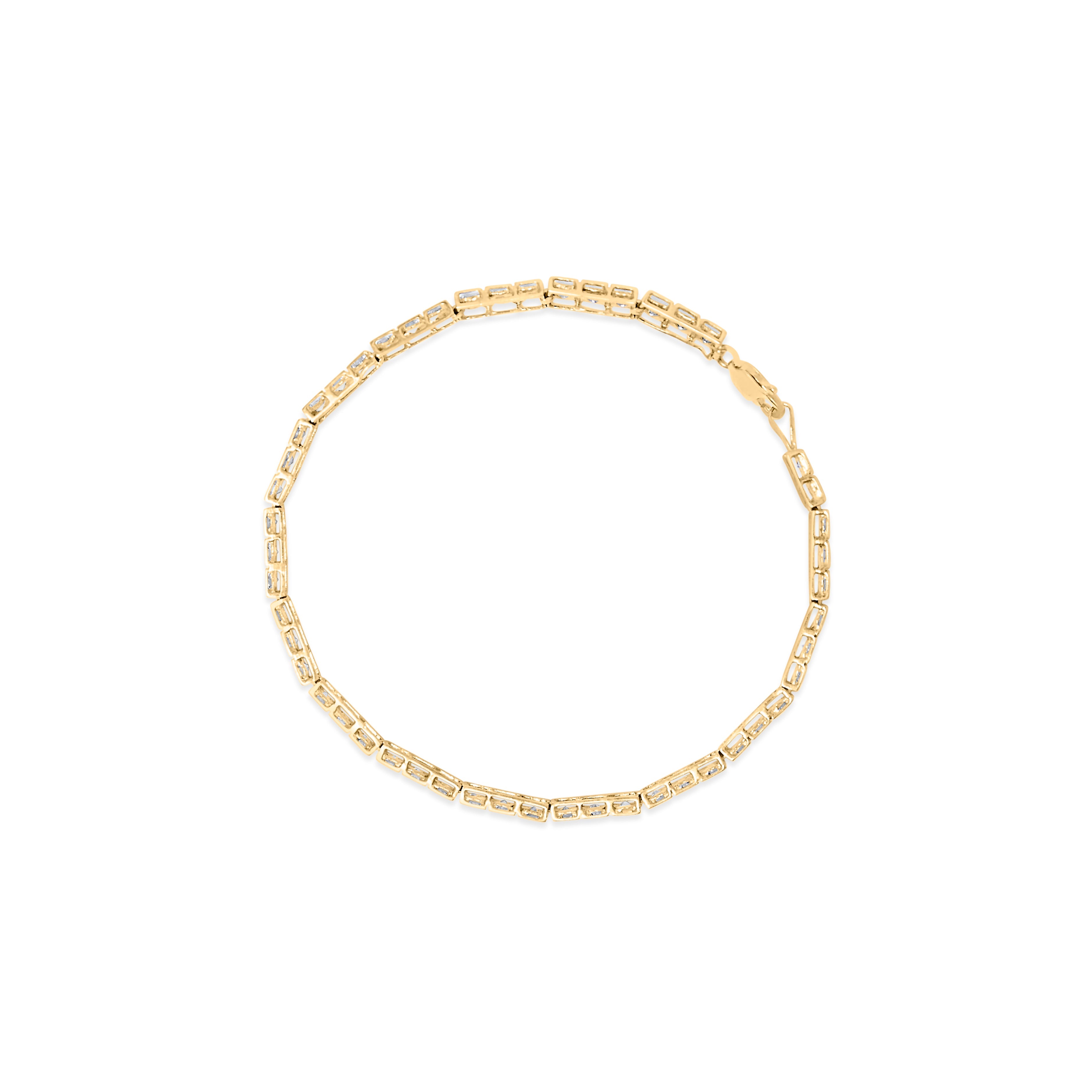 10K Yellow Gold 1.0 Cttw Round Diamond Pave Link Bracelet