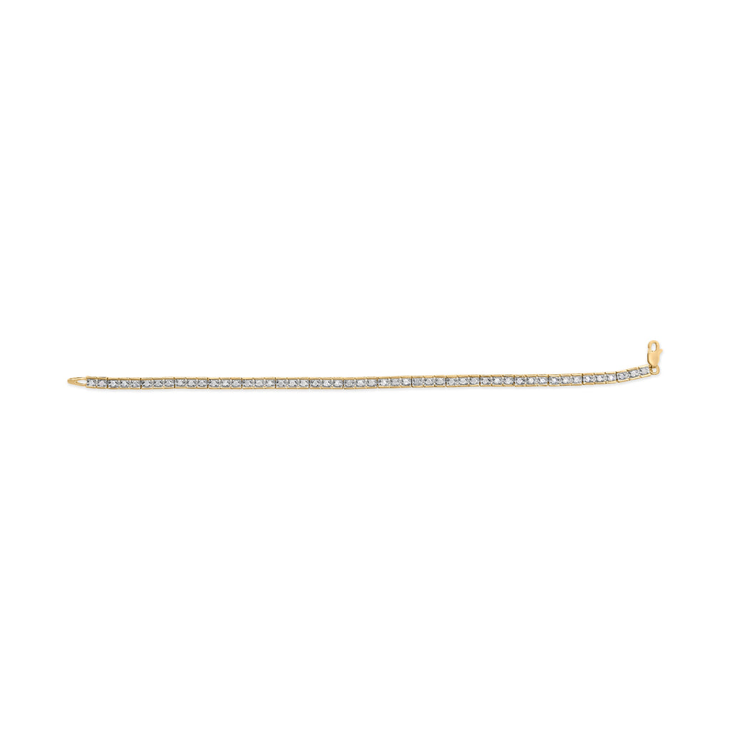 10K Yellow Gold 1.0 Cttw Round Diamond Pave Link Bracelet