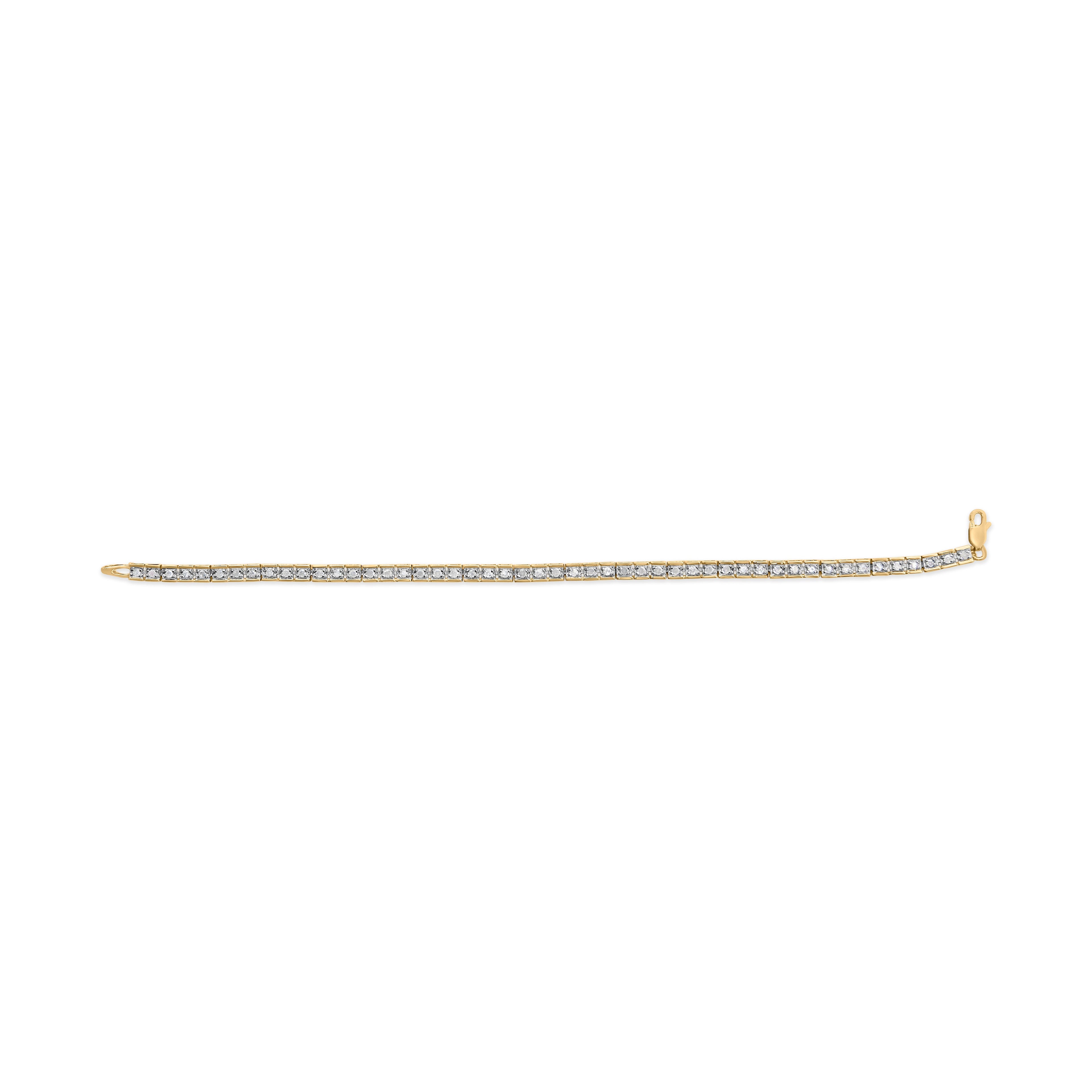10K Yellow Gold 1.0 Cttw Round Diamond Pave Link Bracelet