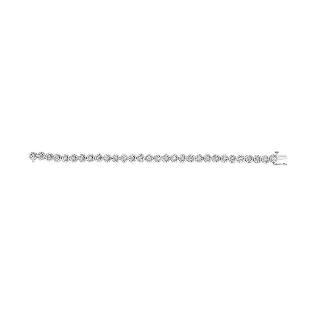 14K White Gold 2.00 Cttw Diamond Halo Link Tennis Bracelet (H-I Color, I1-I2 Clarity) - 7" Inches