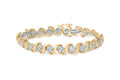 10K Yellow Gold 4.00 Cttw Round-Cut Diamond Floral Link 7.5" Bracelet (H-I Color, I2-I3 Clarity)