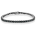 Black Rhodium Plated .925 Sterling Silver 1.0 Cttw Diamond Miracle Tennis Bracelet (Enhanced Blue Color, I3 Clarity) - 7"