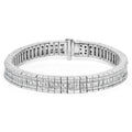 14K White Gold 7 7/8 Cttw Princess and Baguette Diamond Eternity Line Tennis Bracelet (G-H Color, SI1-SI2 Clarity) - 7" Inches