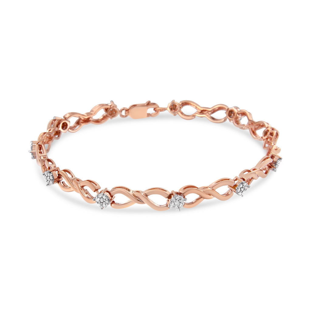 10K Rose Gold Plated .925 Sterling Silver 1/2 Cttw Diamond Infinity Link Tennis Bracelet (H-I Color, I2-I3 Clarity) -7â€