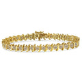 10K Yellow Gold Plated .925 Sterling Silver 7.0 cttw 2-Prong Set Round Brilliant Cut Diamond "S" Link Bracelet (J-K color, I1-I2 clarity) - 7"
