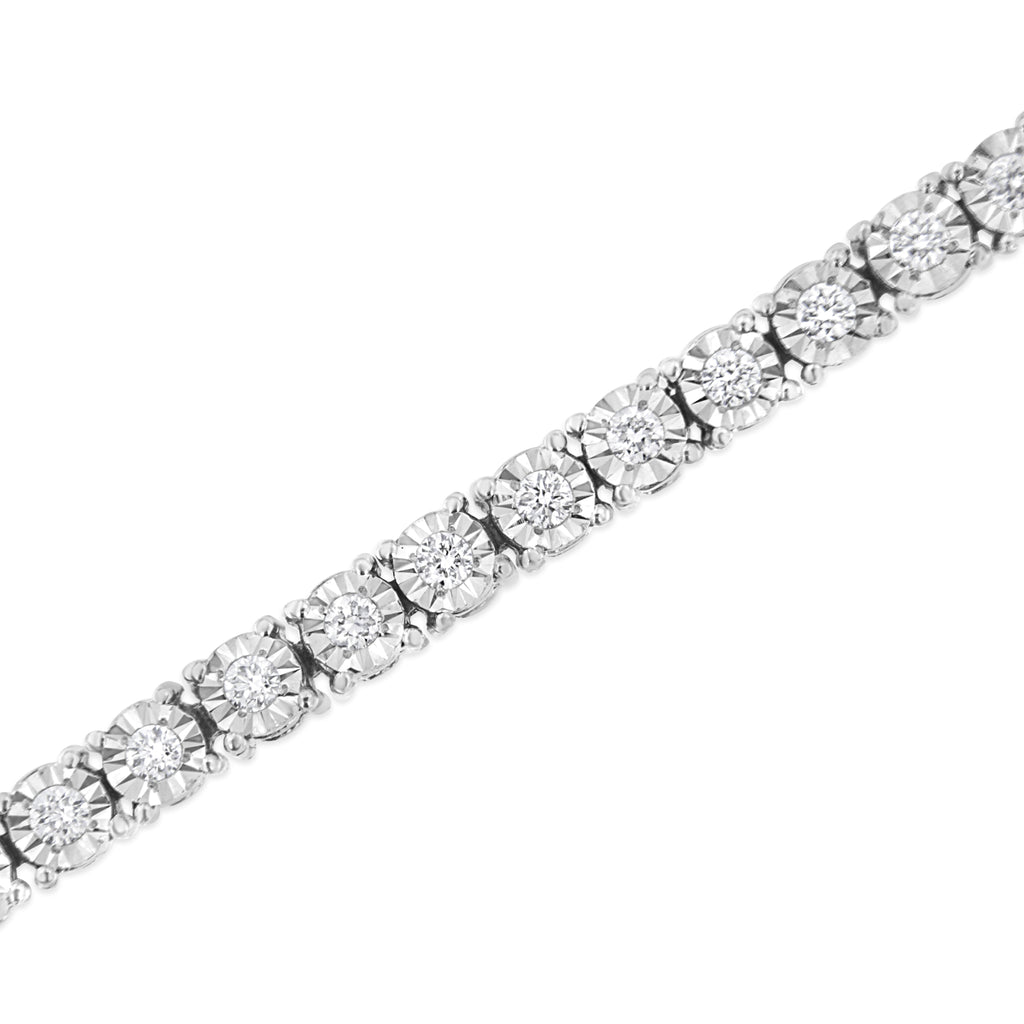 .925 Sterling Silver 3.0 Cttw Lab Grown Diamond Illusion-Set Miracle Plate Tennis Bracelet (G-H Color, VS1-VS2 Clarity) - Size 7.25"