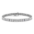 .925 Sterling Silver 2 Cttw Prong Set Round-Cut Diamond 4 Stone Box Link Bracelet (I-J Color, I3 Clarity) - 7.25"
