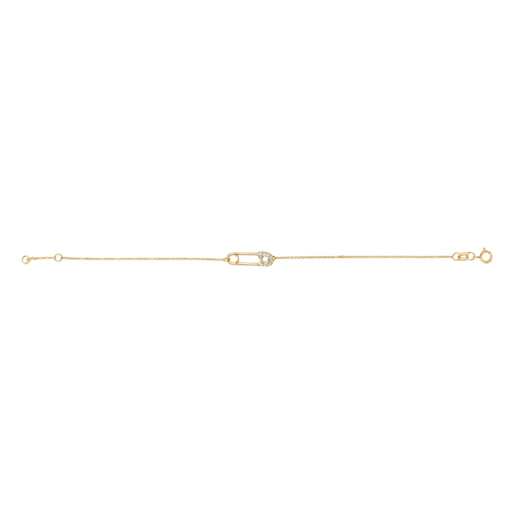 10K Yellow Gold 1/10 Cttw Diamond Paperclip Charm Adjustable Link Bracelet  (I-J Color, I1-I2 Clarity) - 7.25 Inch