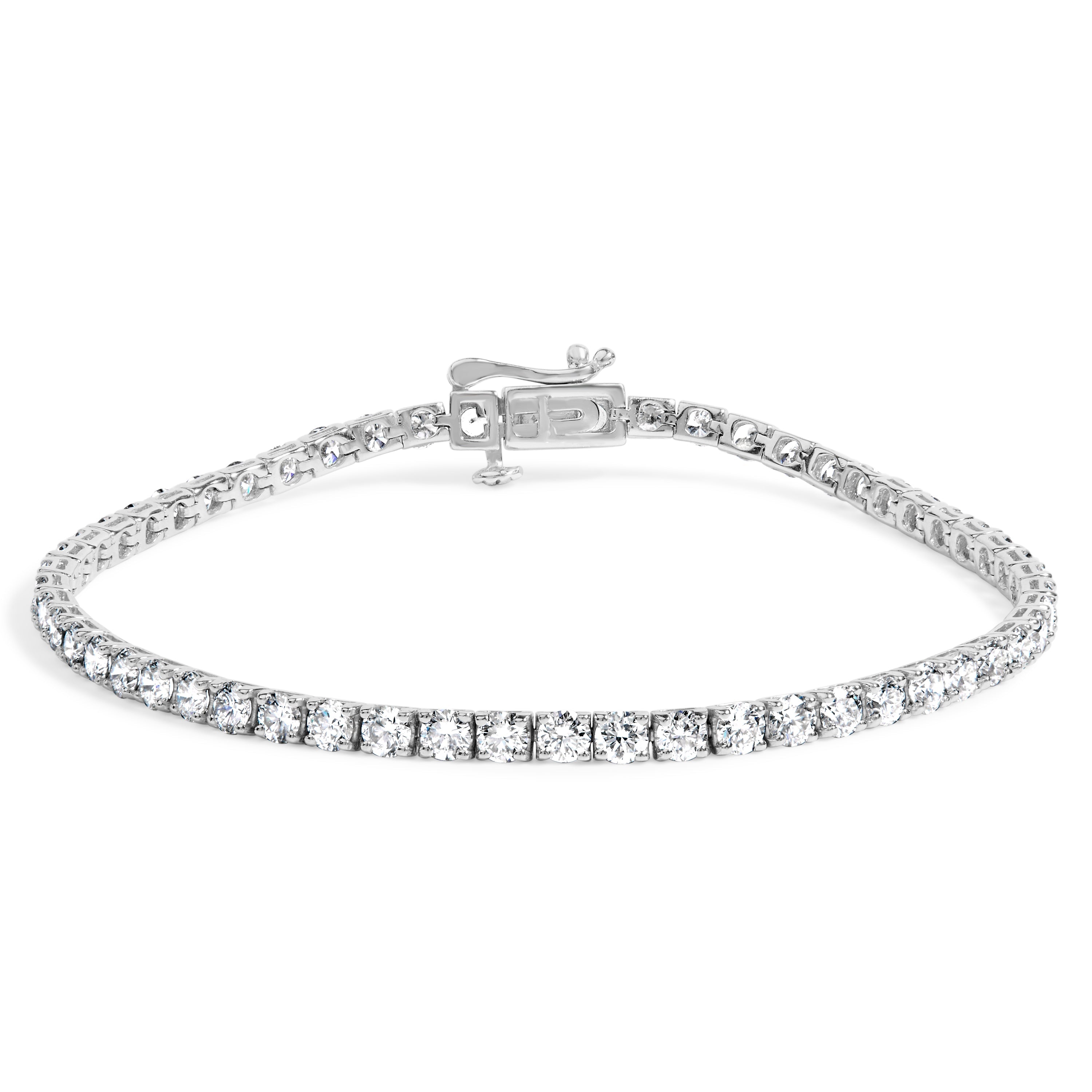 14K White Gold 5.0 Cttw Lab Grown Diamond Tennis Bracelet (F-G Color, VS1-VS2 Clarity) - 7.25" Inches