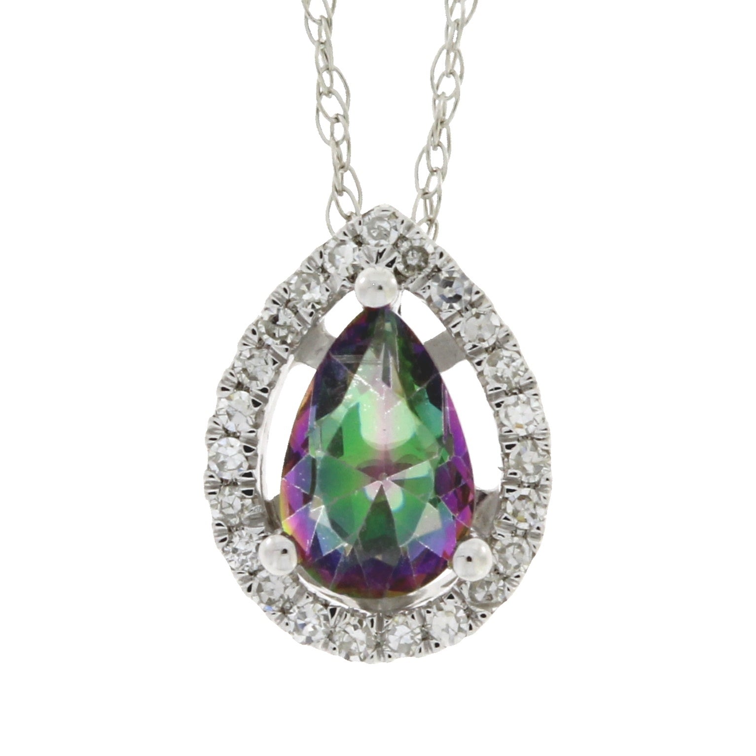 Treated Topaz Diamond Fashion Pendants 14KT White Gold