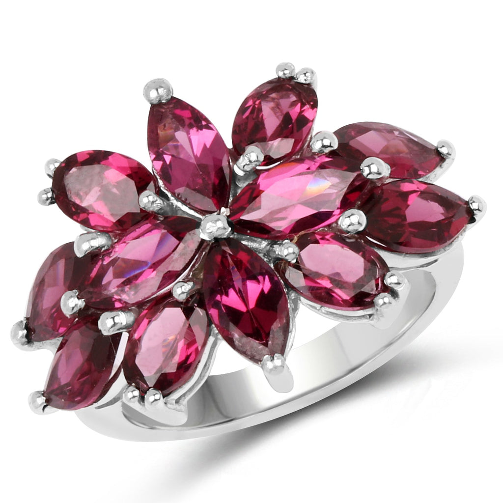 7.80 Carat Genuine Rhodolite .925 Sterling Silver Ring