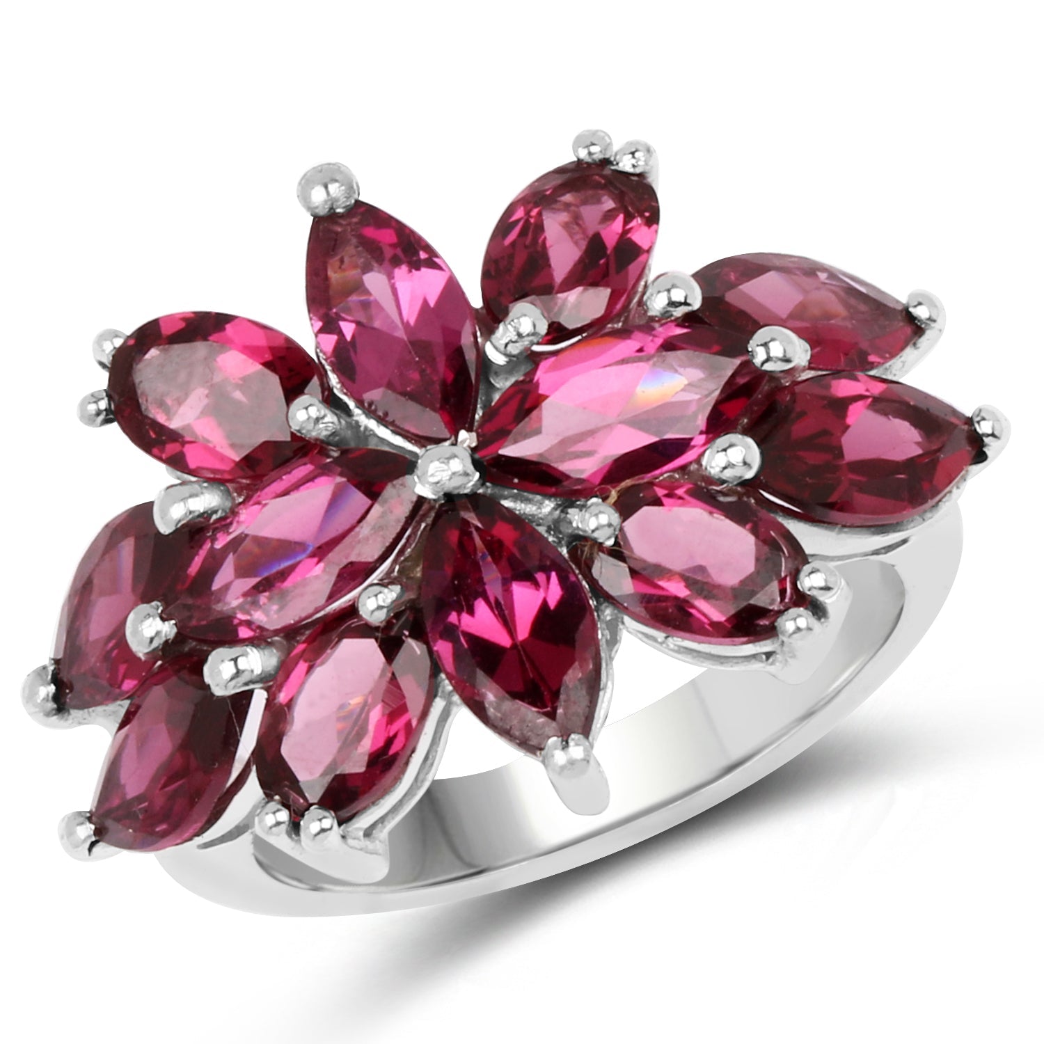 7.80 Carat Genuine Rhodolite .925 Sterling Silver Ring