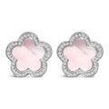 14K White Gold Mother of Pearl and 1/5 Cttw Diamond Halo Star Stud Earrings