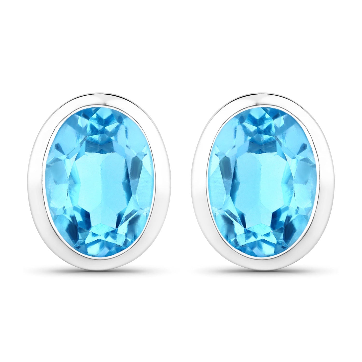 4.00 Carat Genuine Swiss Blue Topaz .925 Sterling Silver Earrings