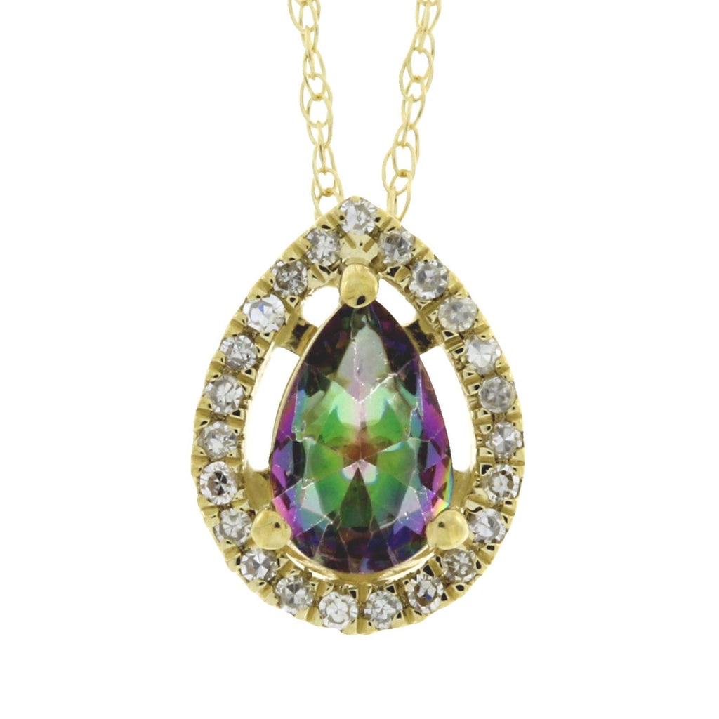 Treated Topaz Diamond Fashion Pendants 14KT Yellow Gold
