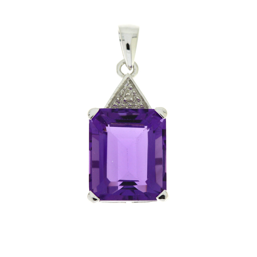 Amethyst Diamond Fashion Pendants 10KT White Gold