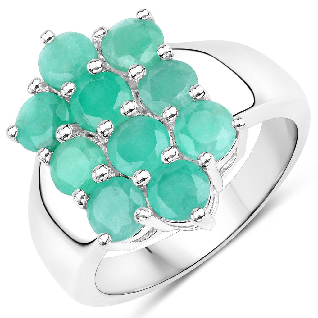 6.60 Carat Genuine Emerald .925 Sterling Silver 3 Piece Jewelry Set (Ring, Earrings, and Pendant w/ Chain)