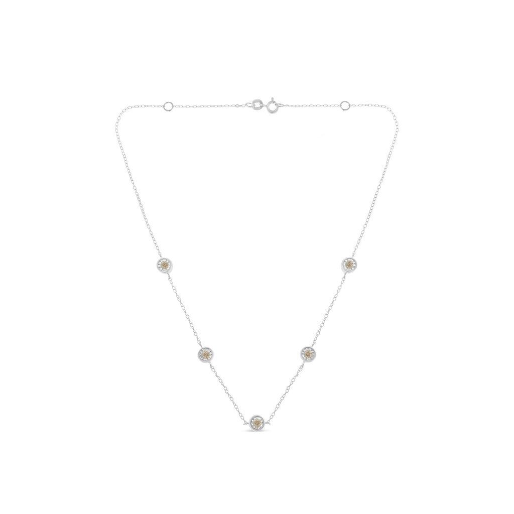 Sterling Silver Diamond Station Necklace (1/2 cttw, I-J Color, I1-I2 Clarity)