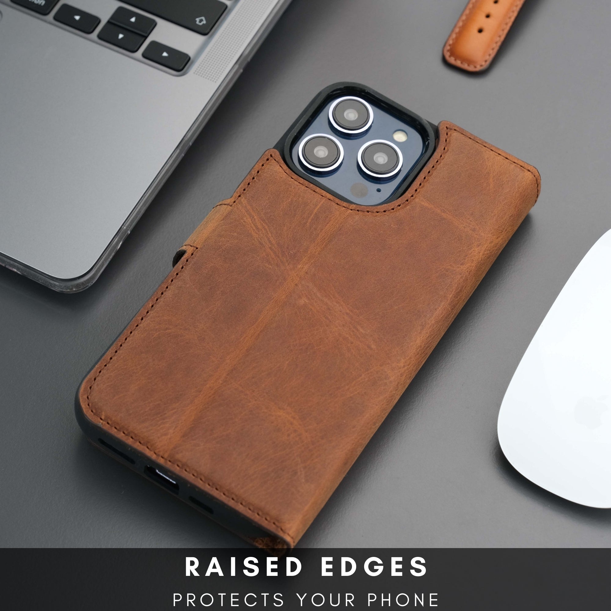 Casper Leather iPhone 15 Pro Wallet Case | Detachable MagSafe Compatible RFID Protection