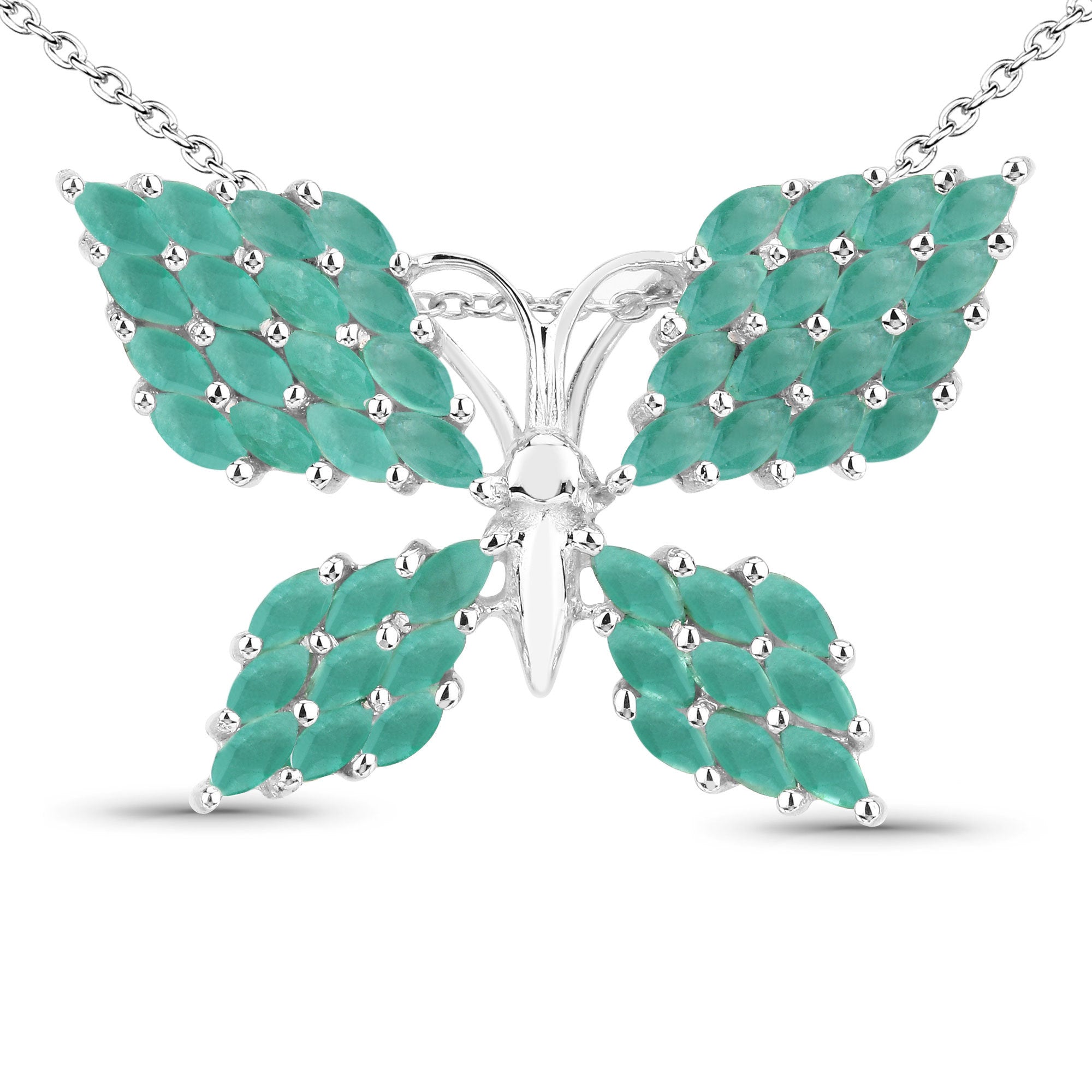 3.12 Carat Genuine Emerald .925 Sterling Silver Pendant