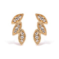 10K Yellow Gold 1/10 Cttw Diamond Triple Leaf Stud Earring (H-I Color, I1-I2 Clarity)