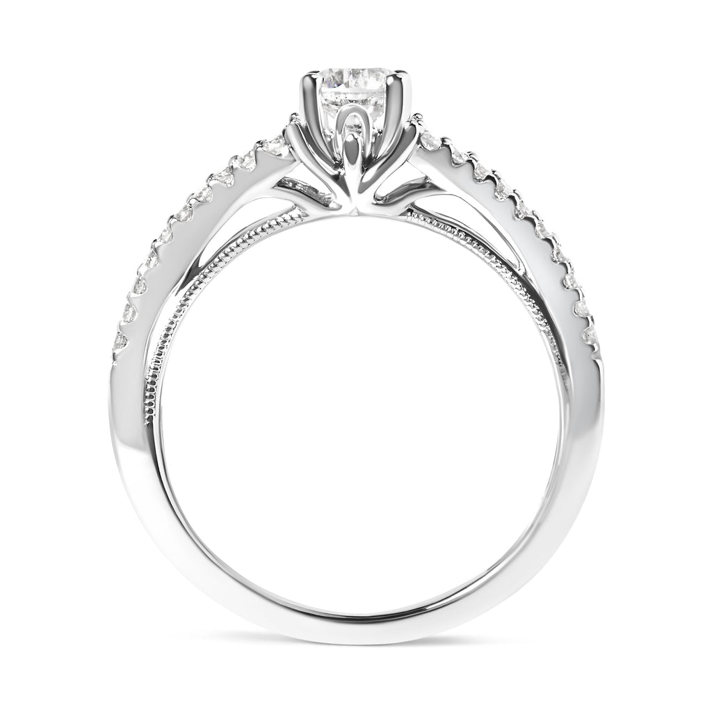 14K White Gold 5/8 Cttw Diamond Split Shank Engagement Ring  (G-H Color, VS2-SI1 Clarity) - Size 7