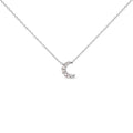 10K White Gold Diamond Accented Crescent Moon Shaped 18" Inch Pendant Necklace (H-I Color, I1-I2 Clarity)