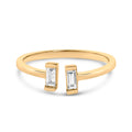 14K Yellow Gold Plated Sterling Silver 1/5 Cttw Baguette Diamond Open Band Ring
