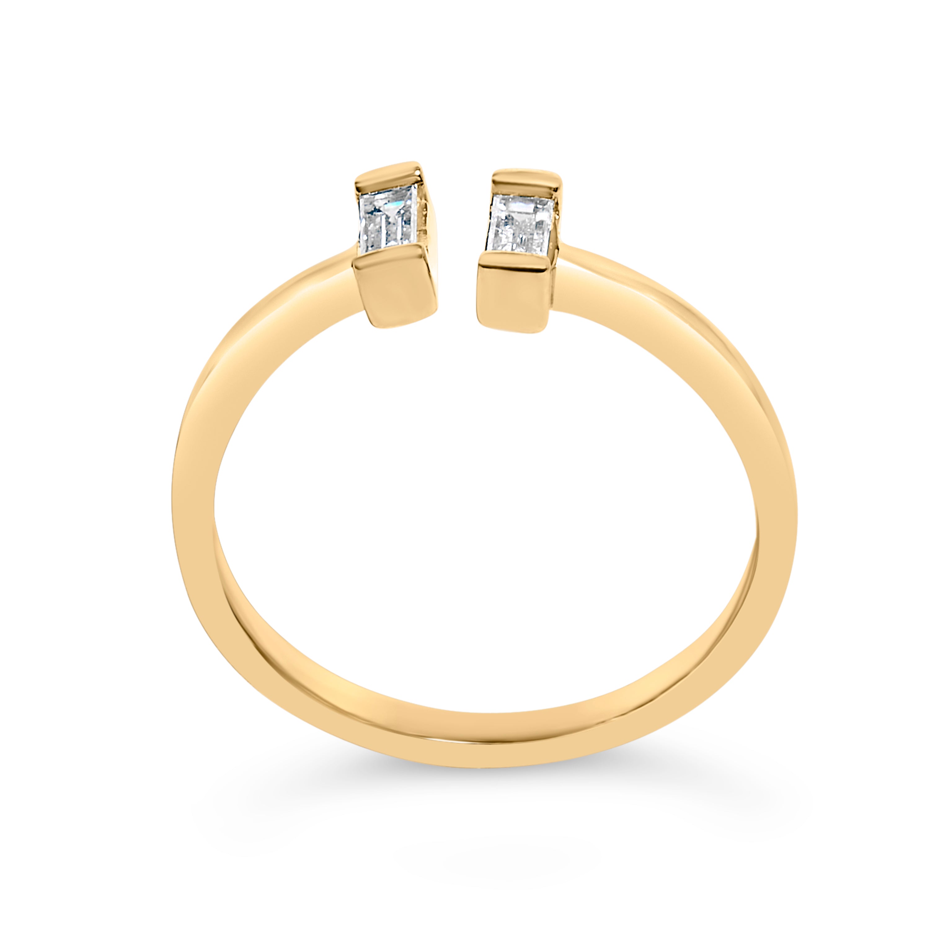 14K Yellow Gold Plated Sterling Silver 1/5 Cttw Baguette Diamond Open Band Ring