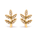 10K Yellow Gold 1/10 Cttw Diamond Accented Leaf and Branch Stud Earrings (H-I Color, I1-I2 Clarity)