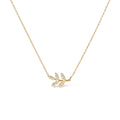 10K Yellow Gold 1/10 Cttw Diamond Leaf and Branch 18" Pendant Necklace (H-I Color, I1-I2 Clarity)