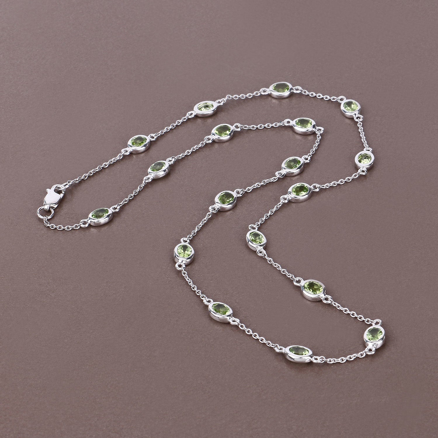 6.30 Carat Genuine Peridot .925 Sterling Silver Necklace