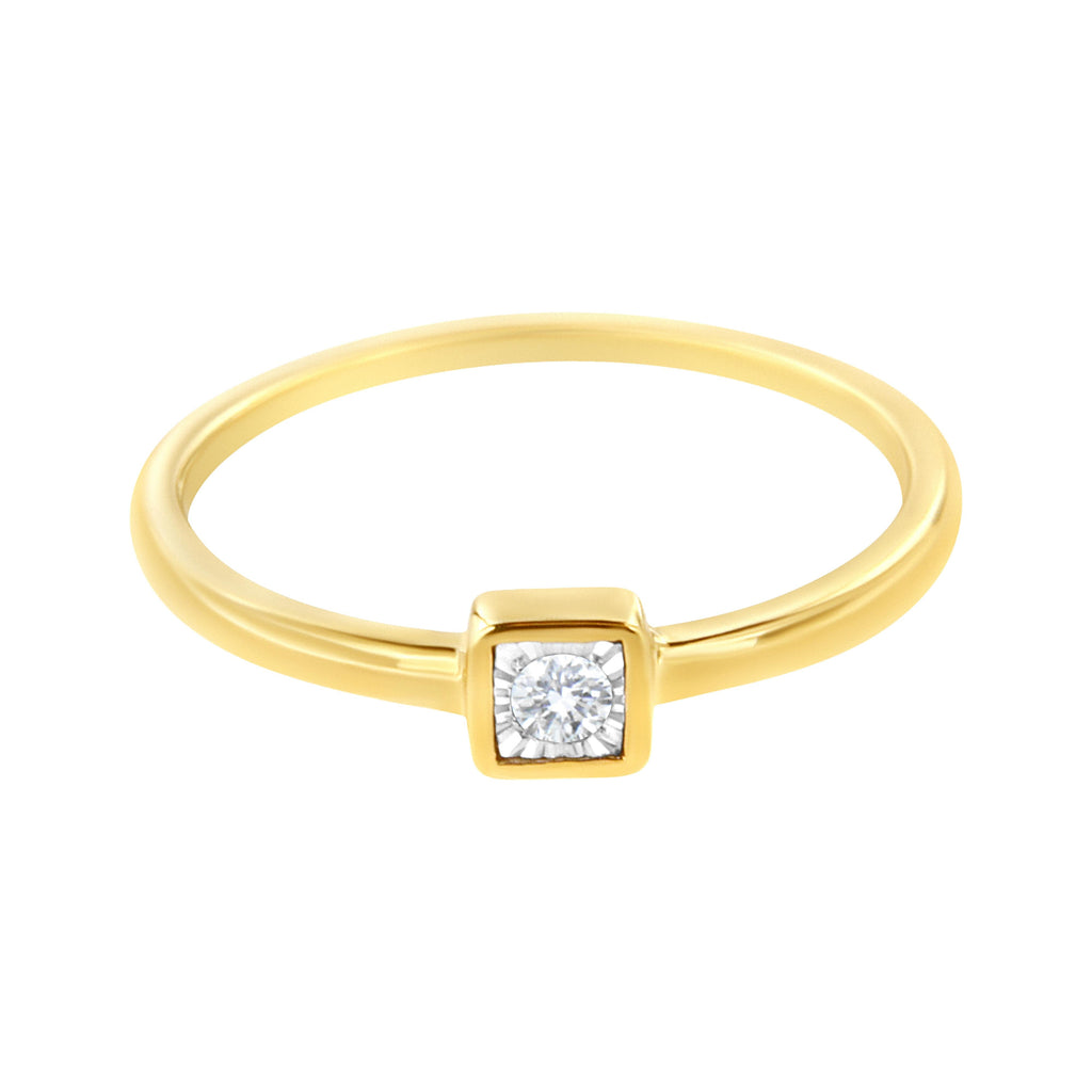 14K Yellow Gold Plated .925 Sterling Silver 1/20 cttw Miracle Set Diamond Promise Ring (J-K Color, I1-I2 Clarity) - Size 6