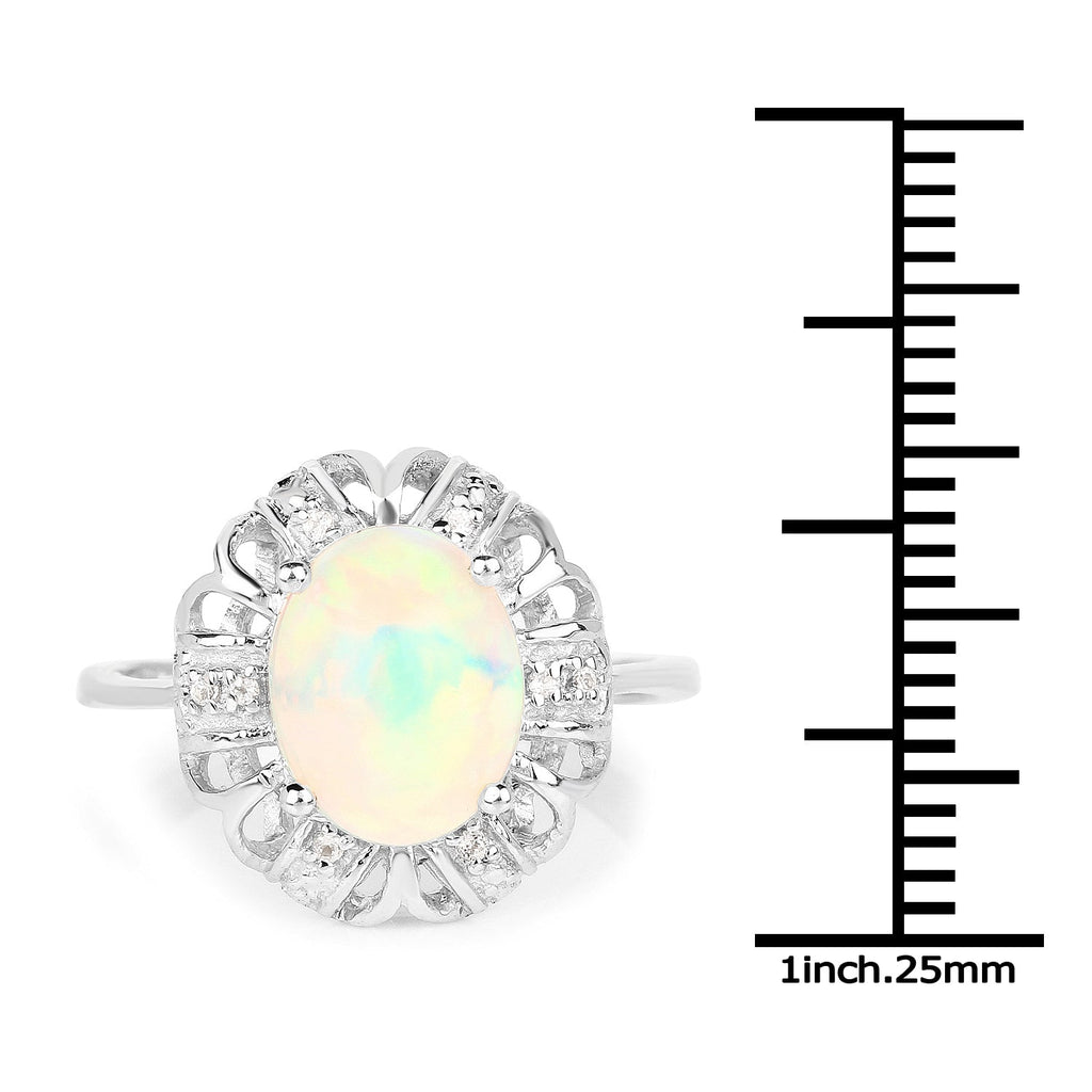 1.73 Carat Genuine Ethiopian Opal & White Topaz .925 Sterling Silver Ring