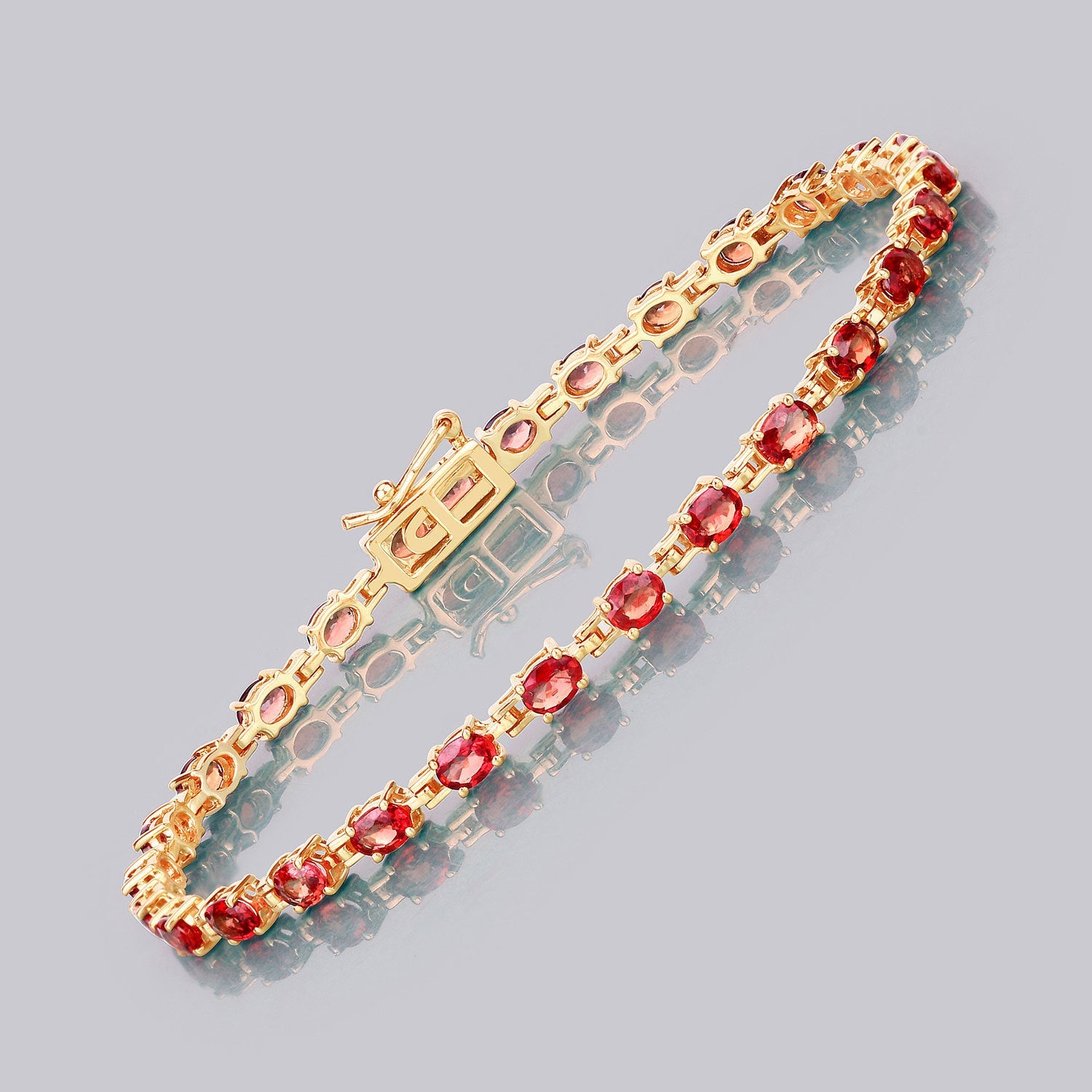 7.00 Carat Genuine Orange Sapphire 14K Yellow Gold Bracelet