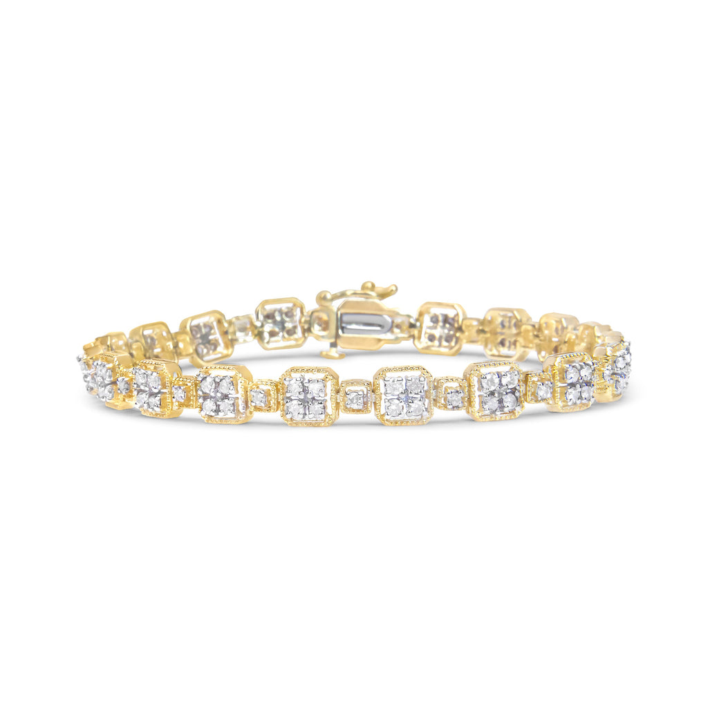 10K White Gold 2.0 Cttw Diamond Square Link Bracelet (J-K Color, I2-I3 Clarity) - Size 7.25"