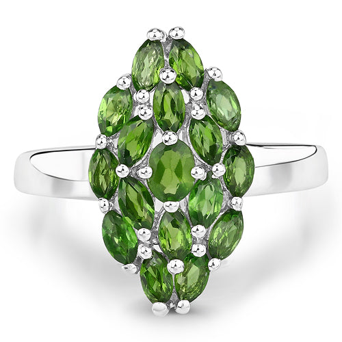 1.28 Carat Genuine Chrome Diopside .925 Sterling Silver Ring