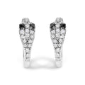 10K White Gold 1/5 Cttw Diamond Snake Eyes Huggy Hoop Earrings